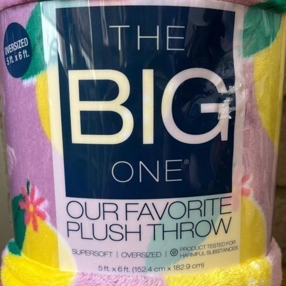 The Big One Lemon Lavender Summer Oversized Super Soft Plush Throw 5ft X 6ft NEW